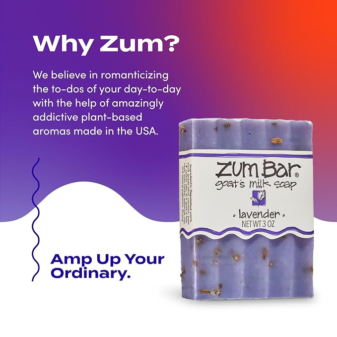 Zum Indigo Wild Goat's Milk Soap Bar - Bar Soap for Hands & Body Made with Essential Oils - 3 oz - Lavender (3 Pack)