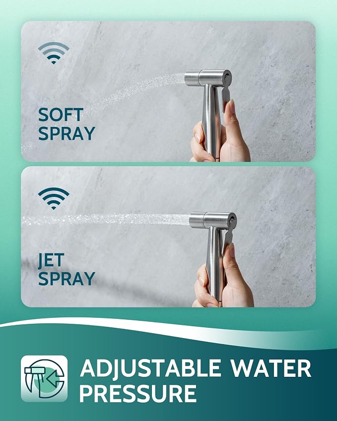 Handheld Bidet Sprayer for Toilet-Adjustable Water Pressure Jet Spray with Bidet Hose for Feminine Wash, Stainless Steel Muslim Shower Toilet Bidet Cloth Diaper Sprayer Set, Used for RV Toilets