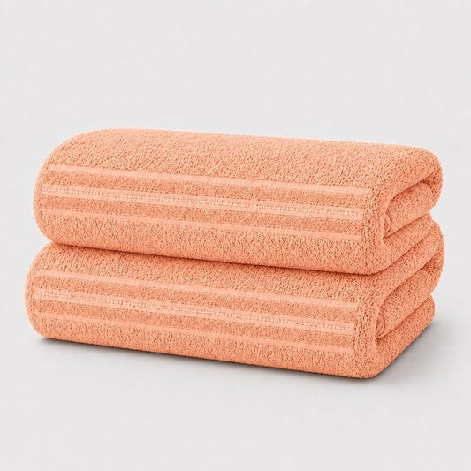 Terry Bath Sheet Set of 2 Pink Bath Towels Set 35x70 Inches, 100 Combed Long Staple Cotton Highly Absorbent Ultra Soft Oversized Large Luxury Hotel & Spa Quality Bathroom Towels Set