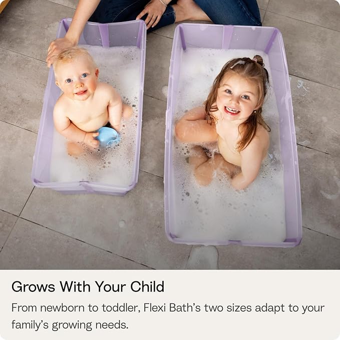 Stokke Flexi Bath X-Large Baby Bathtub, Lavender - 31.5 x 15.7 x 9.4 in - Best for Infants & Toddlers - Lightweight, Foldable & Easy to Store - Convenient to Use at Home or Traveling