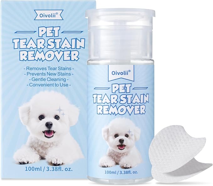 Tear Stain Remover for Dogs & Cats – Natural Gentle Liquid, Safe & Non-Irritating, Effectively Cleans Tear Stains, Eye Discharge & Debris