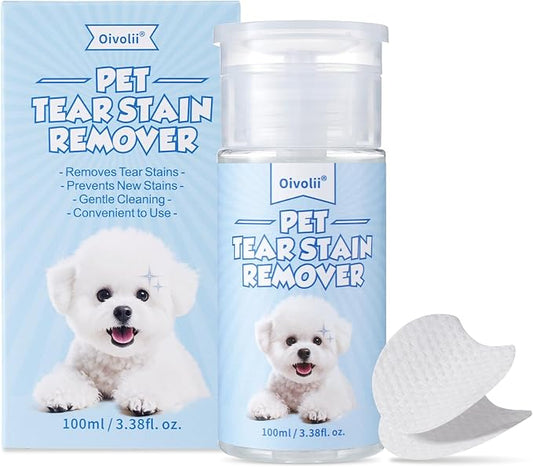 Tear Stain Remover for Dogs & Cats – Natural Gentle Liquid, Safe & Non-Irritating, Effectively Cleans Tear Stains, Eye Discharge & Debris