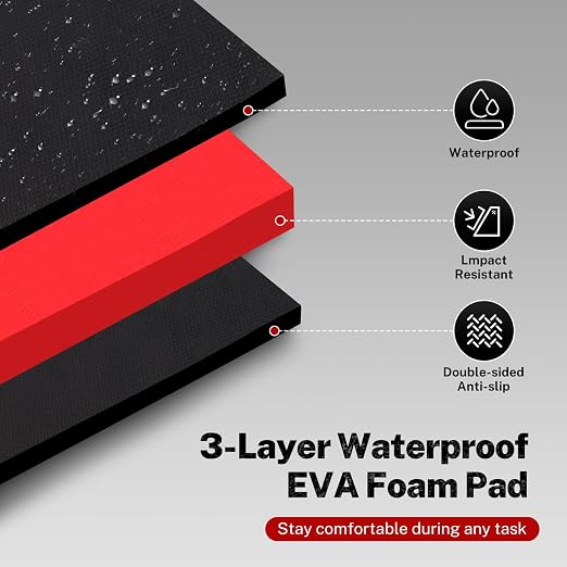 TOMMARS Heavy Duty Foldable Kneeling Pad 44.88", Thick Foam Work Mat with Handle & Tool Pockets, 5-Fold Mechanic Kneeling Pad Waterproof Non-Slip for Garage, Automotive Repair & Workshop | Five 15.35 x 7.48 x 0.9-Inch Panels, High-Density Foam, Tool Po...