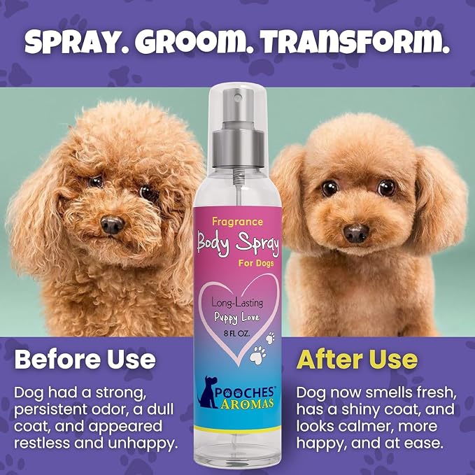 Natural Dog Cologne – Premium Deodorizing & Refreshing Grooming Spray for Dogs and Puppies – Long-Lasting Scent to Revitalize Coat & Skin – 8 fl oz (Pack of 6)