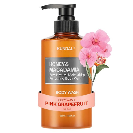 KUNDAL Honey & Macadamia Natural Balancing Body Wash [Pink Grapefruit] Deep Nourishment, Natural Extracts Blend, Soft & Smooth Skin, 16.9 fl oz