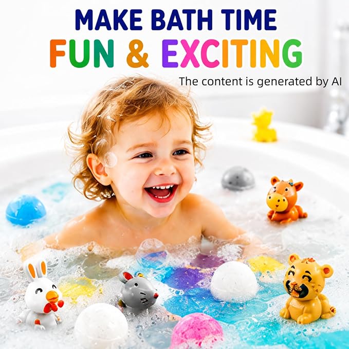 Bath Bombs for Kids with Surprise Animal Toys Inside Gift Set | 12 Pack Kids Bath Bombs with Toys Inside, Kid Bubble Bath Fizzy for Girls Boys with Bath Toys Birthday Gifts