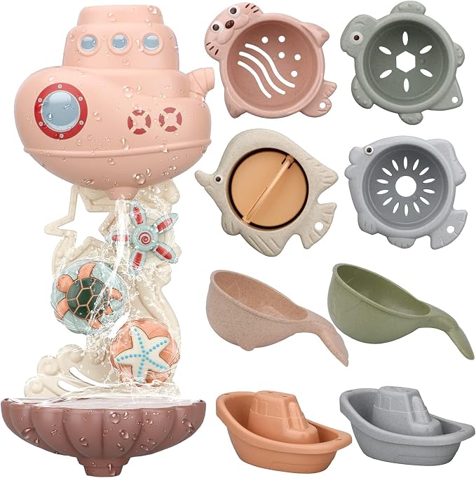 Bath Toys for Kids Ages 1-3 & Toddlers 2-4 - Infant/Baby Set for 6-12M - Bathtub Toys Set for Boys/Girls - Birthday
