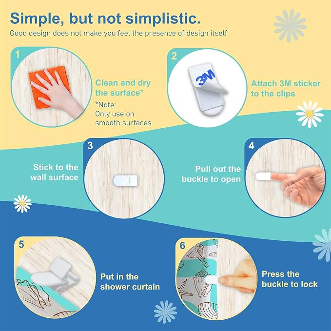 Thumb Shower Curtain Clips, Shower Splash Guard Holders, Bathtub Curtain Liner Clips for Windproof & Splash Water (White-8 Pack)