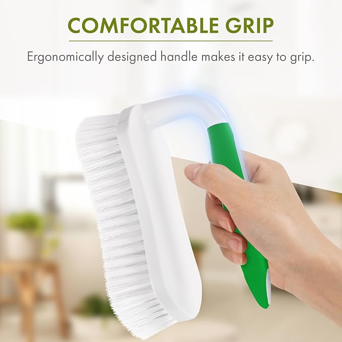 Amazer Scrub Brush for Cleaning Comfort Grip Shower Scrubber Flexible Stiff Bristles with Handle Heavy Duty Cleaner Brush for Tub Sink Carpet Floor - Pack of 2 (Blue+Green)