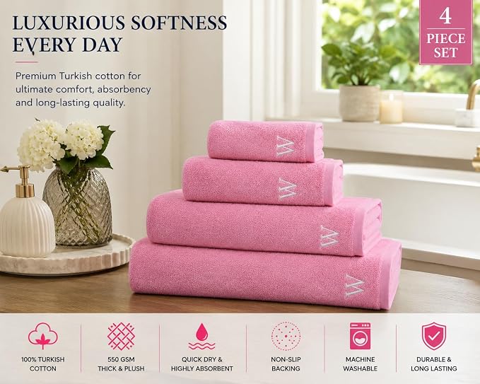 Jumbo Bath Towel - Personalized Bath Sheet 1 pcs 35-70 inch Large - Customized Turkish Jumbo Towel - Organic Cotton Towel - Monogrammed Towels with Name (Pink, Bath Sheet Oversized 1pc)