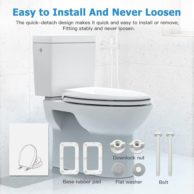 Garvee Elongated Toilet Seat with Toddler Seat, PP Safe Material, 2 in 1 Toilet Seat for Family Built-in Baby Seat Removable, 19 in,Soft Close + Easy Clean(White)
