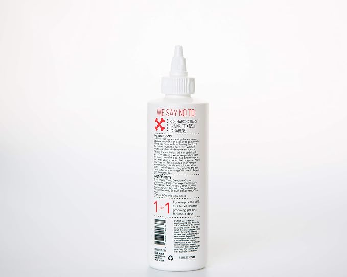 Kibble Pet Salon-Quality Dog Ear Cleaner for Dogs & Cats, Gentle Cleansing & Deodorizing Ear Wash Solution, Alcohol-Free Formula, Washes Away Wax & Debris, Made in USA, 8.45 oz