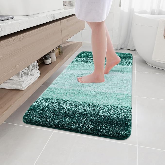 Arotive Microfiber Bathroom Rugs, Shaggy Soft and Absorbent Bath Rug, Thick Plush Machine Washable Dry Bath Mats for Bathroom, Tub and Shower, 44x24, Dark Green, Rectangular