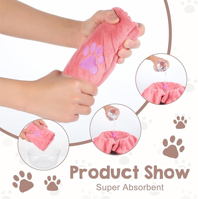 8Pcs Dog Towels for Drying Dogs Cats, Bulk Microfiber Quick Drying Pet Towels, Colorful Pet Grooming Absorbent Towel, Paw Bath Bathing Supplies for Medium Pets (16 x 31 Inch)
