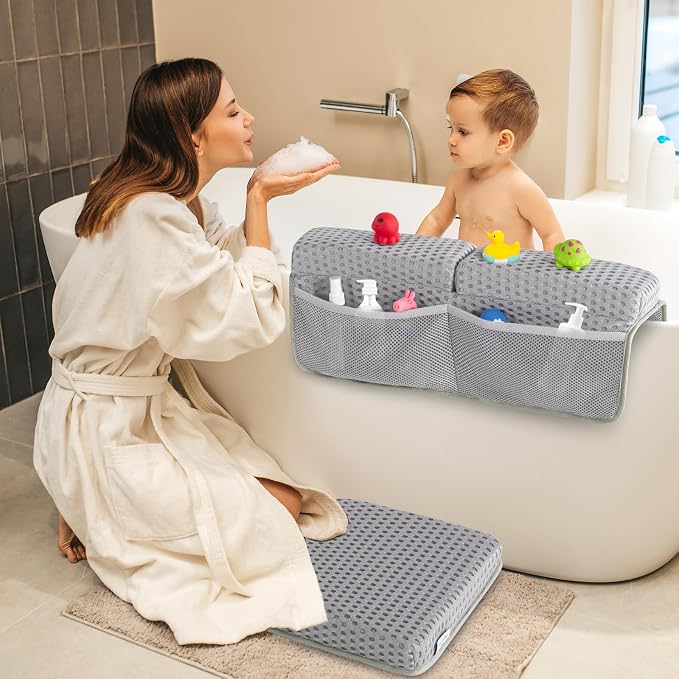 OS OMYSTYLE Baby Bath Kneeler Pad Set, Light Grey