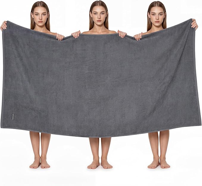 ecolook Pack of 1 Jumbo Bath Sheet (40 x 80 Inch), 980GSM 100% Cotton Extra Large Bath Towels, Super Soft Thick Highly Absorbent Oversized for Adults, Dark Grey