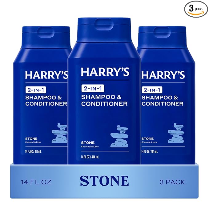 Harry's Men's 2 in 1 Shampoo and Conditioner for All Hair Types - Stone Scent - (3 Pack) 14 fl oz - No Parabens or Sulfates