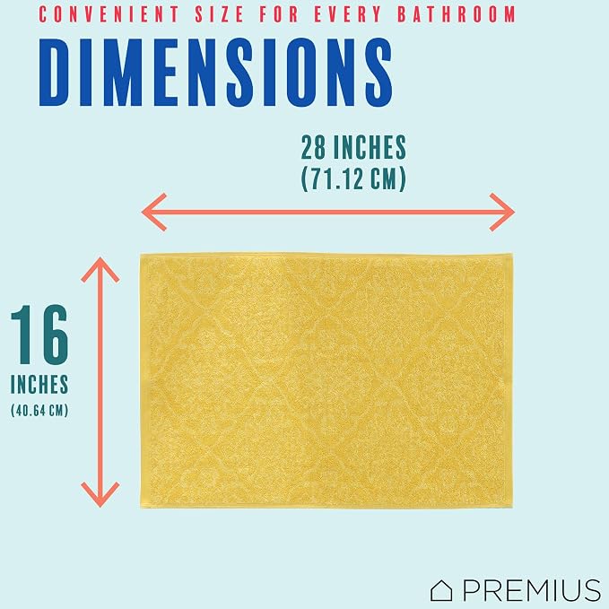 2 Pack Damask Hand Towel, Bath Towel, and Bath Sheet Towel, 100% Cotton Yarn Dyed, Lux Drying Experience, Great for Hands and Body, Perfect for Spa & Home Use (Yellow, Hand Towel)