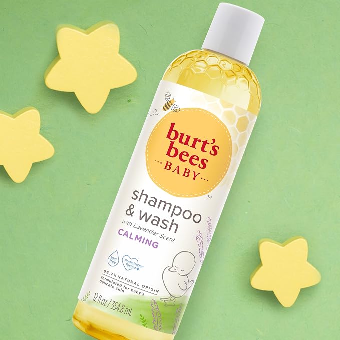 Burt's Bees Baby Shampoo and Body Wash with Lavender, Calming Tear Free Baby Soap, 98% Natural Origin, 12 Fl Oz (Pack of 3)