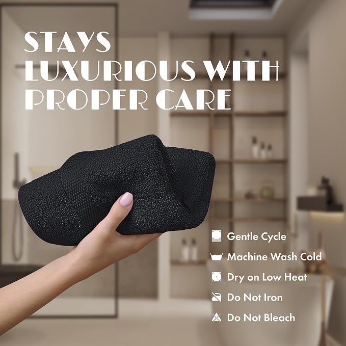 White Classic Black Washcloths Set for Body and Face Towel, Cotton Wash Cloths Bulk 12 Pack, Spa Fingertip Wash Clothes 12x12 Inch, Soft Absorbent Gym Towels
