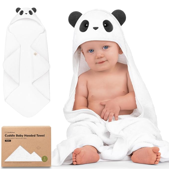 KeaBabies Hooded Baby Towel for Newborn, Baby Bath Towels (Panda, Regular) | Viscose Derived from Bamboo, Large Baby Towels with Hood, Boys, Girls, Toddler, Soft Absorbent Baby Bath Essentials