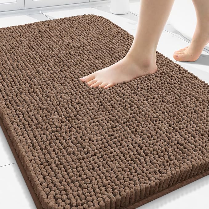 Arotive Bathroom Rugs 30x20, Extra Soft Absorbent Shaggy Chenille Bath Rugs, Machine Washable Rubber Backing Bath Mats for Bathroom Floor Tub and Shower, Home Decor Accessories, Mocha