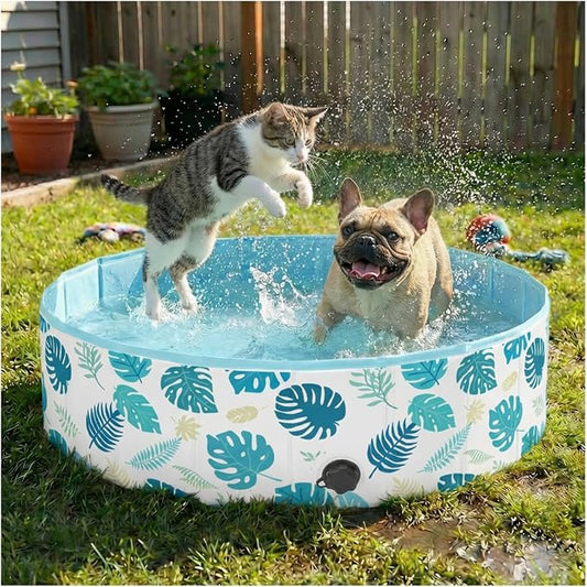 Foldable Dog Pool for Small Dogs, Kiddie Pool Hard Plastic Dog Swimming Pool, Heavy Duty 0.5mm PVC with Non-Slip Bottom, Portable Kiddie Pool for Dogs, Pet Bath Tub for Backyard Summer, GR 40“