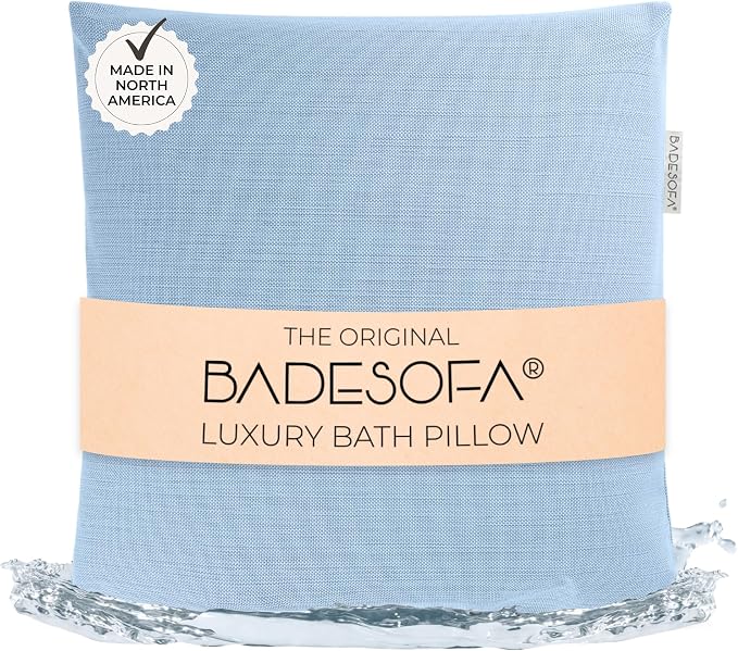 BADESOFA® Luxury Bath Pillow M - Lusciously Soft & Comfortable Tub Pillow for Bathtub - Washable & Quick-Drying Bath Back Pillow - Non-Slip Full Body Tub Pillow - Luxury Spa Cushion in Blue