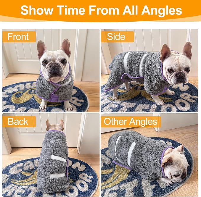 Dog Bathrobe Super Absorbent Dog Towels Large Quick Drying Robes for After Bath Soft Adjustable Warm Keeping Dogs Towel(S-XXL)