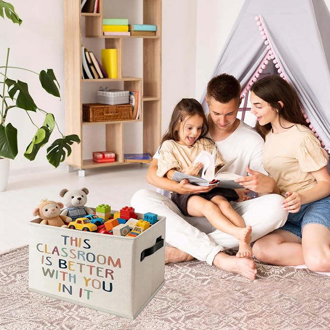 Boho Classroom Foldable Storage Bins Box with Handles, This Classroom Is Better You in It Collapsible Organizer Basket for Kids Nursery Room Bedroom Playroom Toys Books