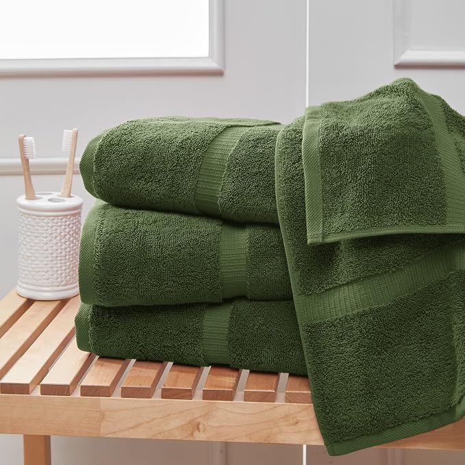 Towel Bazaar 8-Piece Towel Set, 100% Premium Cotton Turkish Towels,Luxury Towel Super Soft and Absorbent, Perfect Use for Bathroom, Shower Towels - Moss Green
