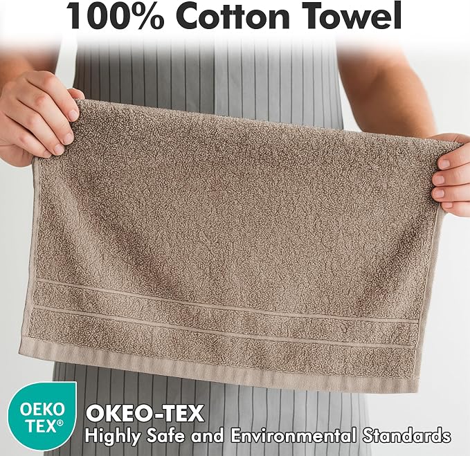 100% Ring Spun Cotton Hand Towels for Bathroom – 550 GSM Soft & Absorbent Towel Set– Pack of 6 Small Towel (34x20in) – Quick Dry Luxury Cotton Hand Towels – Beige