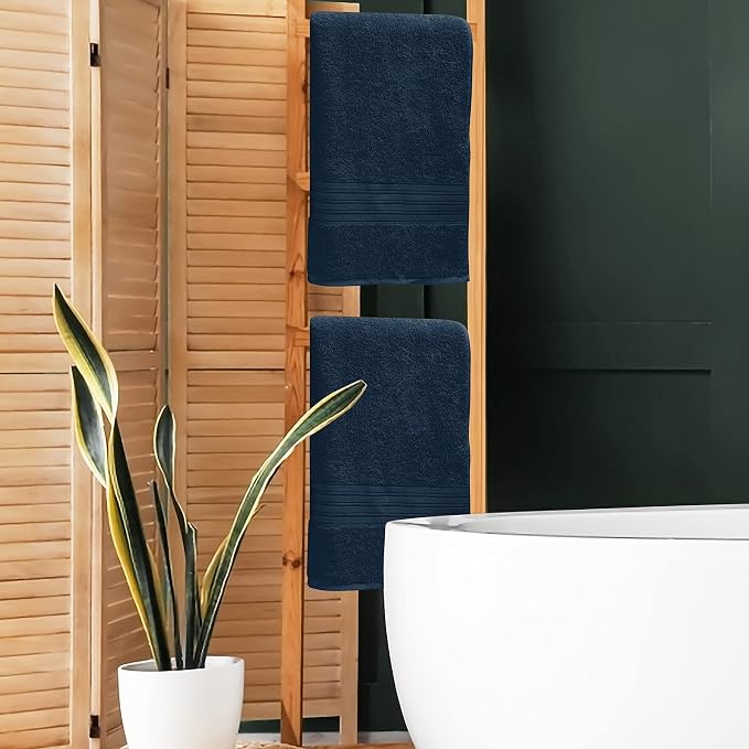 BOUTIQUO Cotton 2 Pack Bath Towel Set 28x55, Eco-Friendly Large Bath Towels, Compact Quickdry Lightweight Soft & Highly Absorbent Bath Towel, Ideal for Everyday Gym Travel Camp Pool - Mineral Blue