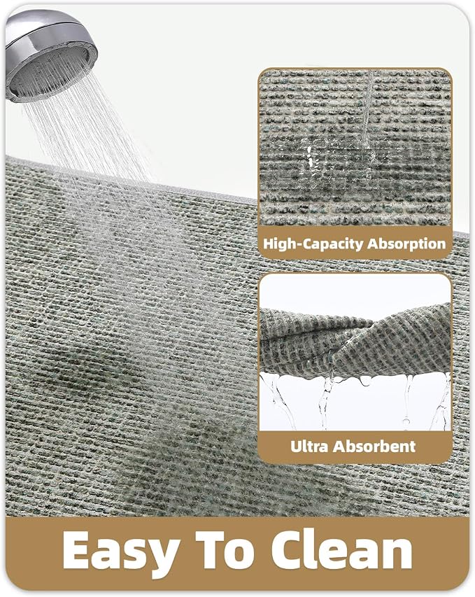 Color&Geometry Ultra Thin Low Profile Bathroom Rug Fits Under Door, Non Slip Rubber Backing Bath Mat, Absorbent Quick Dry Shower Mat for Bathtub/Bathroom Floor, Sage Green,24"x43"