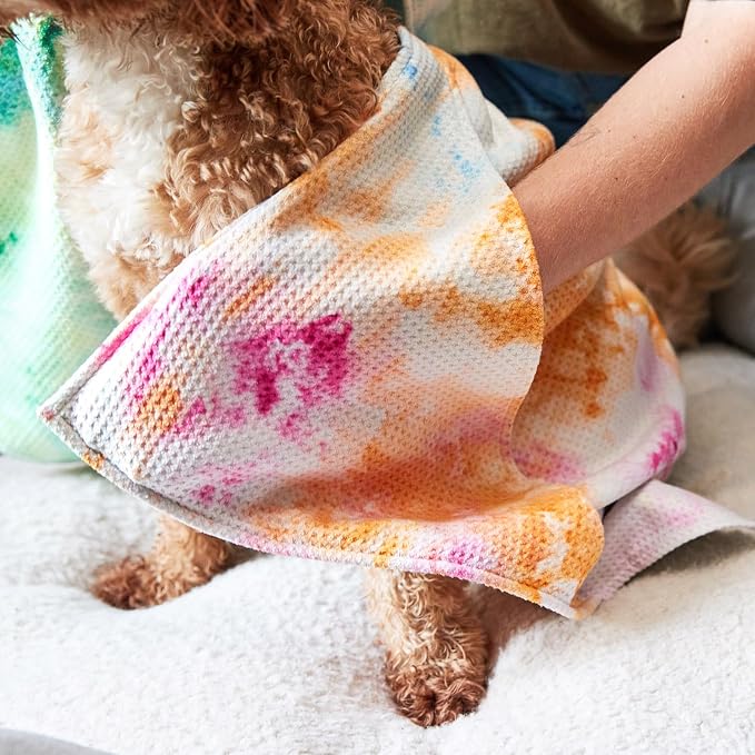 Dock & Bay Pet Towel - Super Absorbent & Quick Drying Dog Towels with Bag - 100% Recycled - Sunset Splash, Large (120x70cm, 47x27)