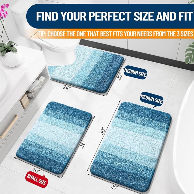 OLANLY Large Bathroom Rugs Mat 45x27, Extra Soft Absorbent Microfiber Bath Rugs, Rubber Backing, Quick Dry, Washable Bath Mats for Bathroom Floor, Tub and Shower, Home Decor Accessories, Peacock Blue