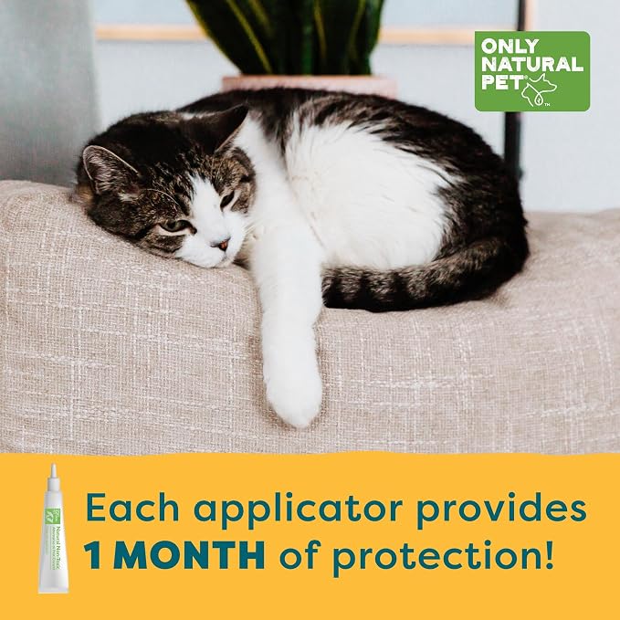 Only Natural Pet EasyDefense Natural Control Squeeze-On Drops - Plant-Based Formula for Cats Over 4 Months - Natural Topical Care Formula for Cats - Pet Health Protection - 3-Month Supply (2-Pack)