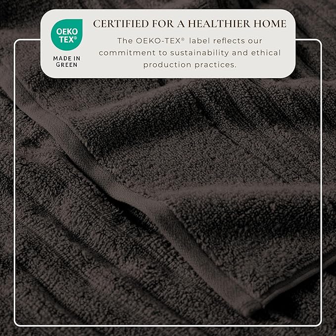 Great Bay Home 6 Pack Hand Towel Set - 100% Cotton Towels - Absorbent & Quick-Dry Towels for Bathroom (Midnight Grey)
