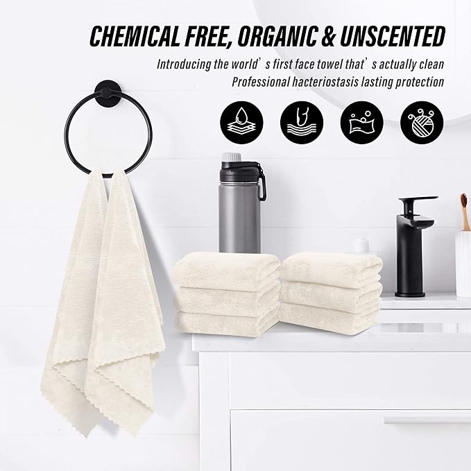 MOONQUEEN 18 Pack Premium Hand Towels - Quick Drying - Microfiber Coral Velvet Highly Absorbent Towels - Multipurpose Use as Hotel, Bathroom, Shower, Spa, Hand Towel 16 x 28 inches (Cream)