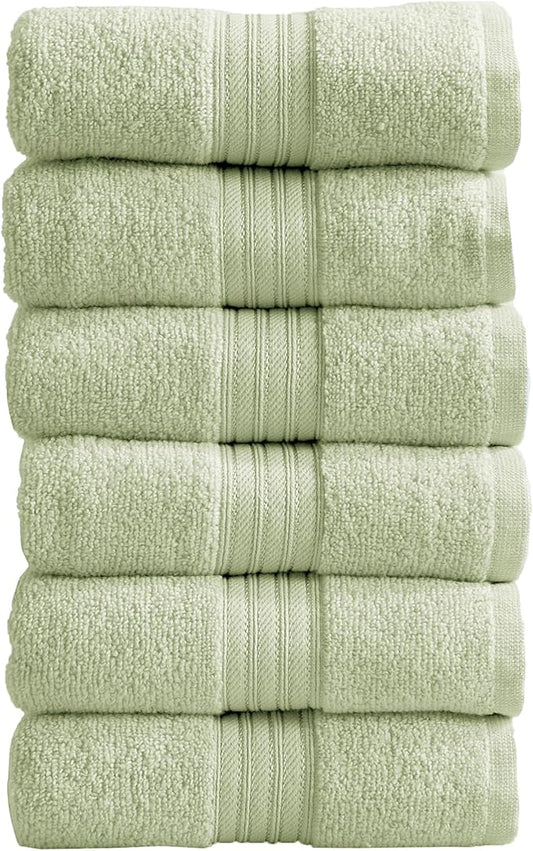 Great Bay Home Hand Towels - 100% Cotton 6 Pack 26x16 Hand Towel Set - Lightweight, Absorbent, Quick-Dry Towels for Bathroom (Seagreen)