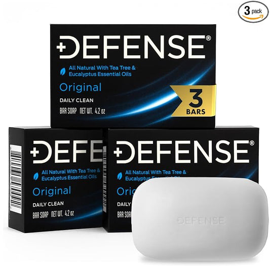 Defense Soap All Natural Original Bar Soap 3-Pack (Daily Clean) – Tea Tree & Eucalyptus Oil – Wrestling & Post Workout Hygiene for Athletes – 4.2 oz Each