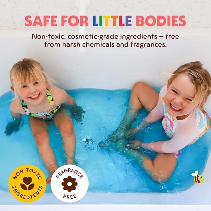 Honeysticks Bath Color Tablets for Kids - Non Toxic Bathtub Drops Made with Natural Ingredients and Food Grade Colors - Fragrance Free - Fizzy, Brightly Colored Bathtime Fun, Great Gift - 36 Drops