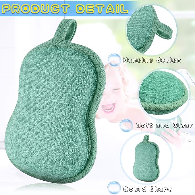 Tatuo 4 Pieces Baby Bath Sponge Soft Comfy Cotton Baby Sponge Toddler Absorbent Loofah for Kids Babies Boy Girl(Red, Purple, Green, Orange)