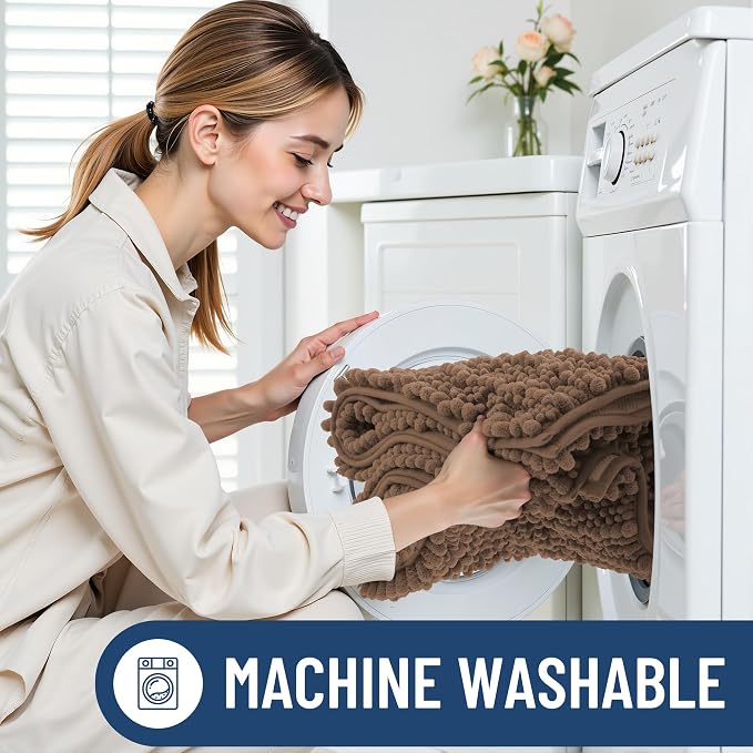 Smiry Bathroom Rugs Mat 47x24, Extra Soft Absorbent Chenille Bath Rugs, Non Slip Rubber Backing Machine Washable Quick Dry Bath Mats for Bathroom Floor, Tub, Shower, Home Decor Accessories, Mocha