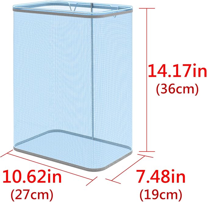 Linkidea 2 Pack Mesh Hanging Storage Organizer, Bathtub Basket with Adhesive Hooks, Shower Caddy for Kid Bathroom Accessories (Blue & Pink)