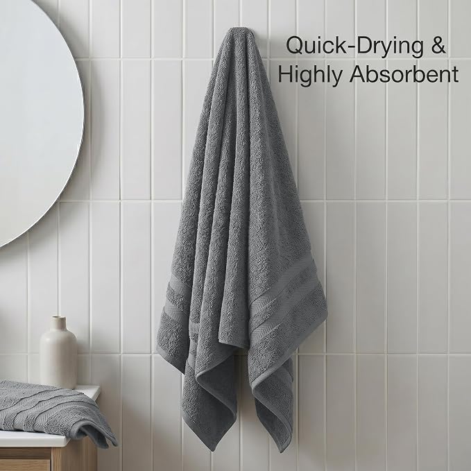 RIVERSIDE Pack of 2 Extra Large Bath Sheets 35 x 70 Inches, 100% Ring Spun Cotton, Hotel Quality, Oversized Bath Towels, Super Soft, Highly Absorbent & Quicker to Dry, Grey