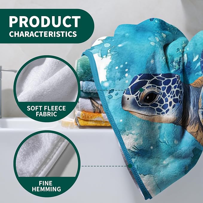 Blue Sea Turtle Bath Towels Summer Ocean Soft Bath Sheet Absorbent Microfiber Towel for Bathroom Pool