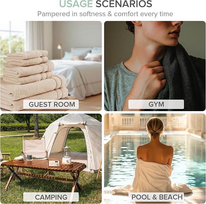 Comfort Spaces 4 Pc Bath Sheet Set 30x60, 100% Cotton 400GSM, Seafoam Green | Oversized 30x60 Bath Sheet, Quick Dry Cotton, Dual Layer Extra Absorbent, Great for Shower or Beach