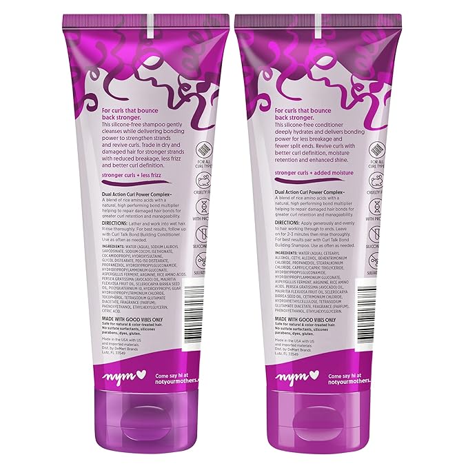 Not Your Mother's Curl Talk Bond Building Shampoo and Conditioner (2-Pack) - 8 fl oz - Strengthening Shampoo and Conditioner Set for Curly Hair - Designed for Curls, Waves, and Coils