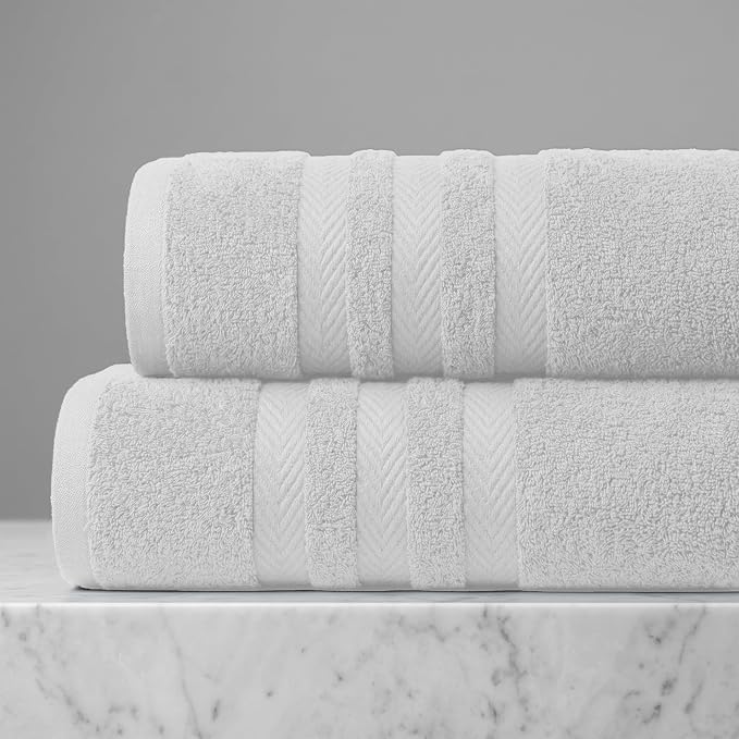 RIVERSIDE Pack of 2 Extra Large Bath Sheets 35 x 70 Inches, 100% Ring Spun Cotton, Hotel Quality, Oversized Bath Towels, Super Soft, Highly Absorbent & Quicker to Dry, White Bath Towels